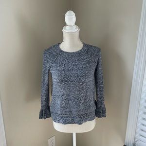 Navy Blue ruffle sleeve knit sweater